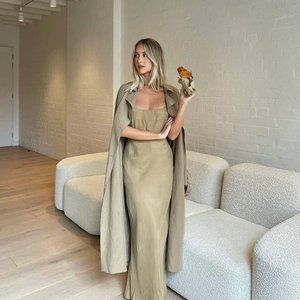 DISSH Campbell Fern Slip Midi Dress Moss - NWT